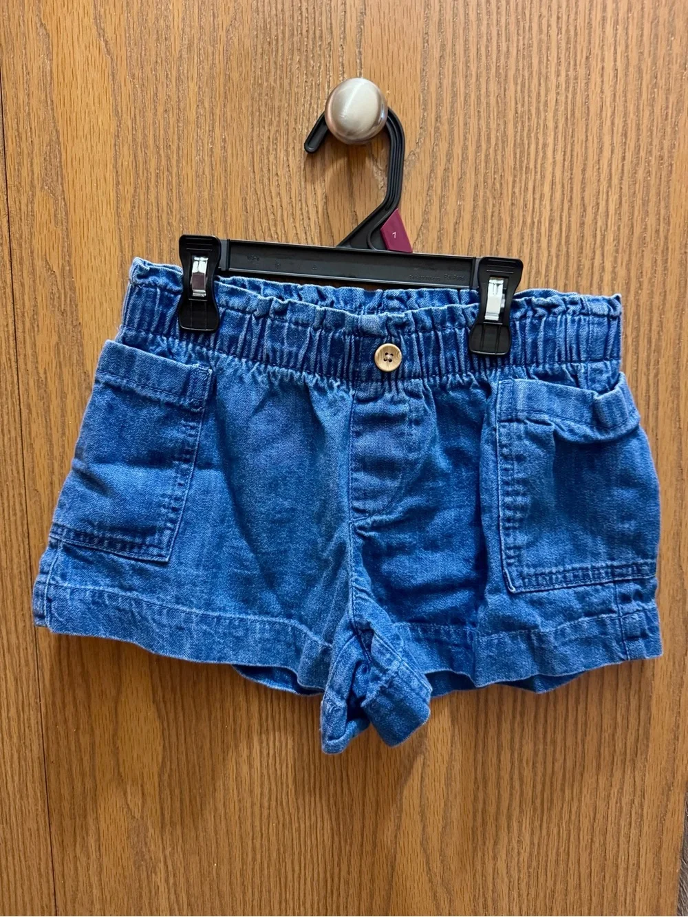 Girls Blue Elastic-Waist Denim Shorts